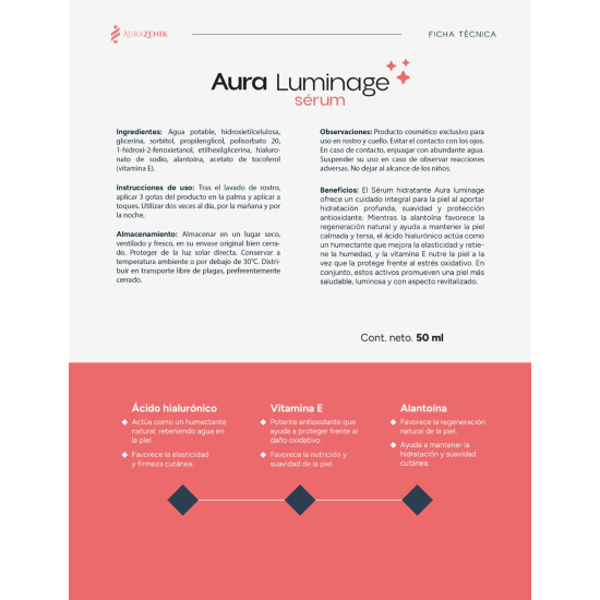 Aura Luminage Sérum — Hidratación & Antioxidantes (50 ml)