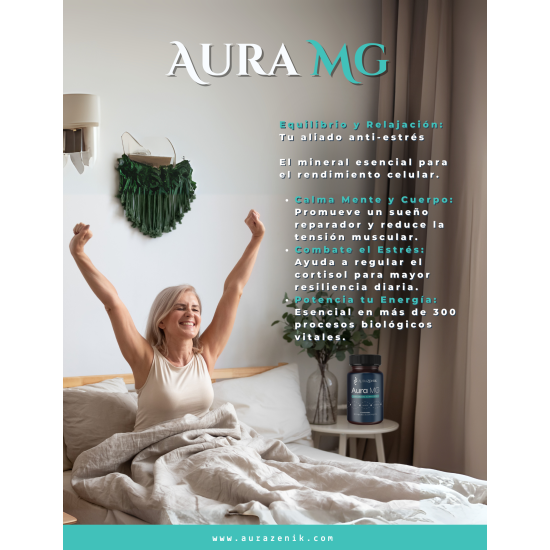 Aura MG — Magnesio + Vitamina D3 + Zinc (60 cápsulas)